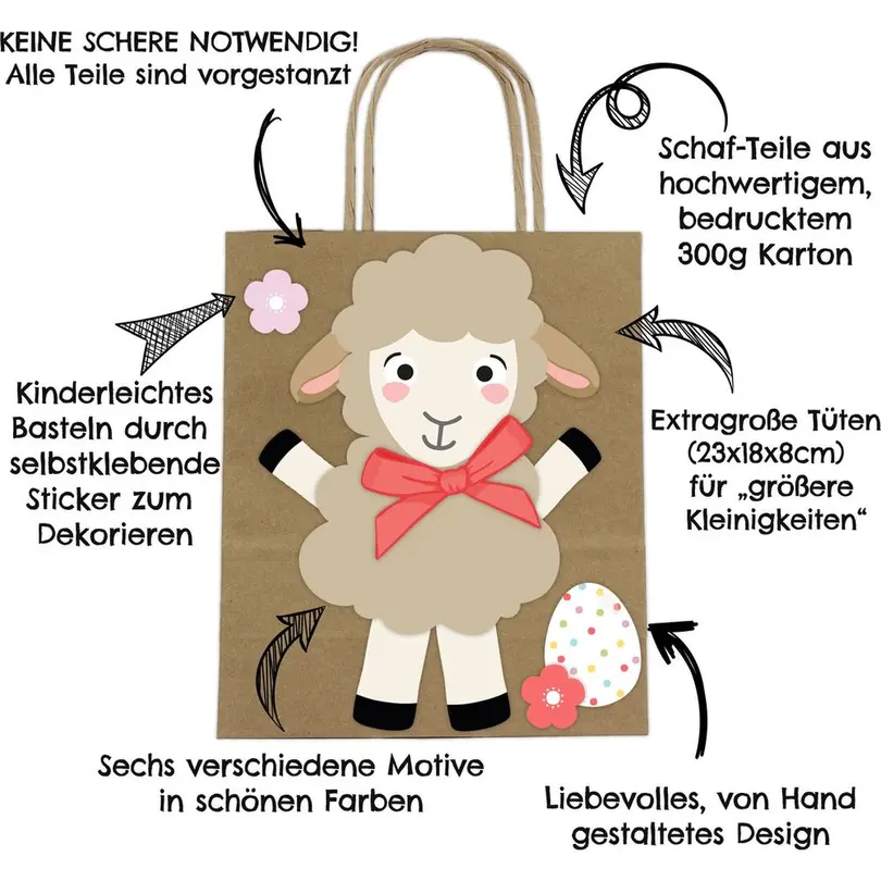 Bastelset 6er-Set Ostertüten Henkel 9