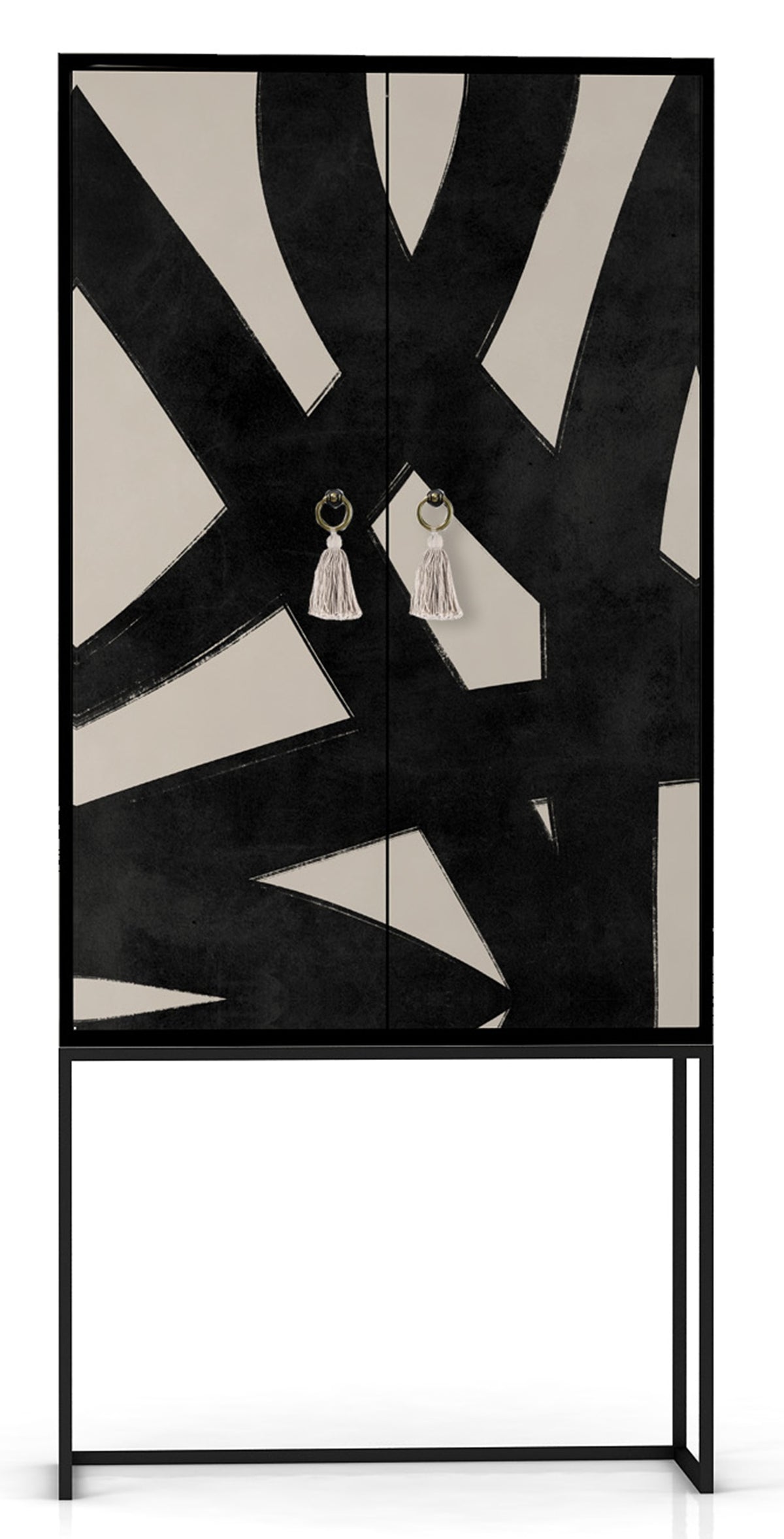 Kast dressoir met 2 deuren van MDF met Abstracte lijnen patroon