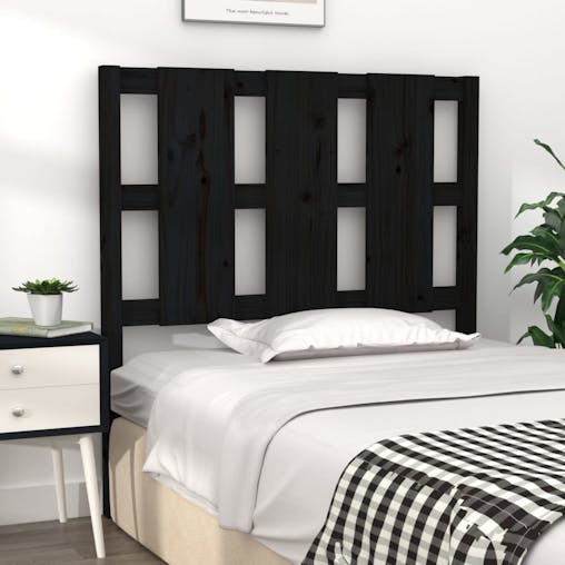 NNEVL Bed Headboard Black 95.5x4x100 cm Solid Wood Pine