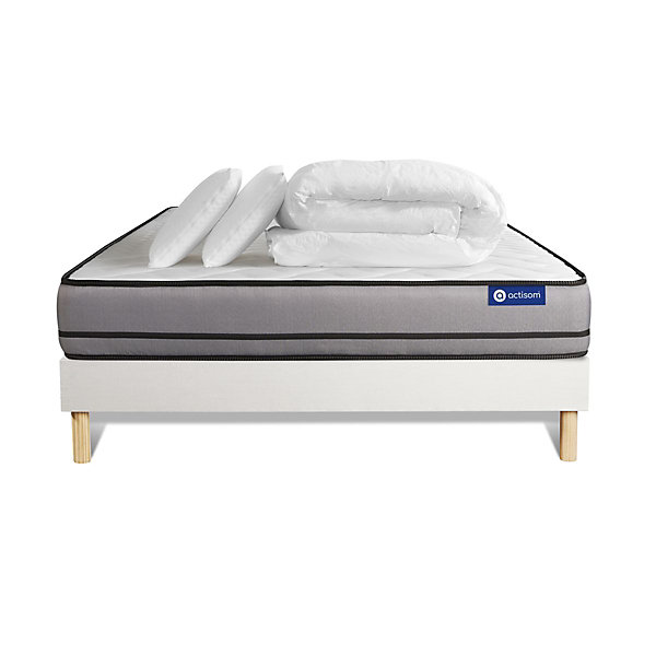 Pack sommier kit matelasLatex et mémoire de forme avec couette et oreillers