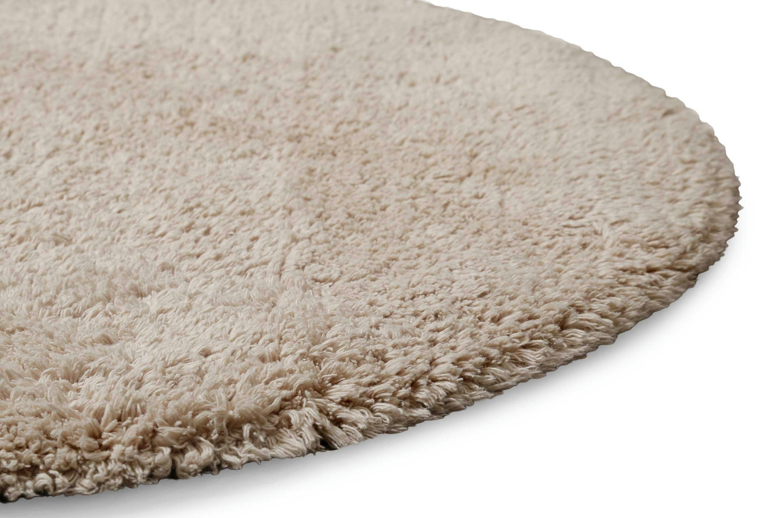 OLE - Tapis de bain rond doux beige sable coton 90 rd.