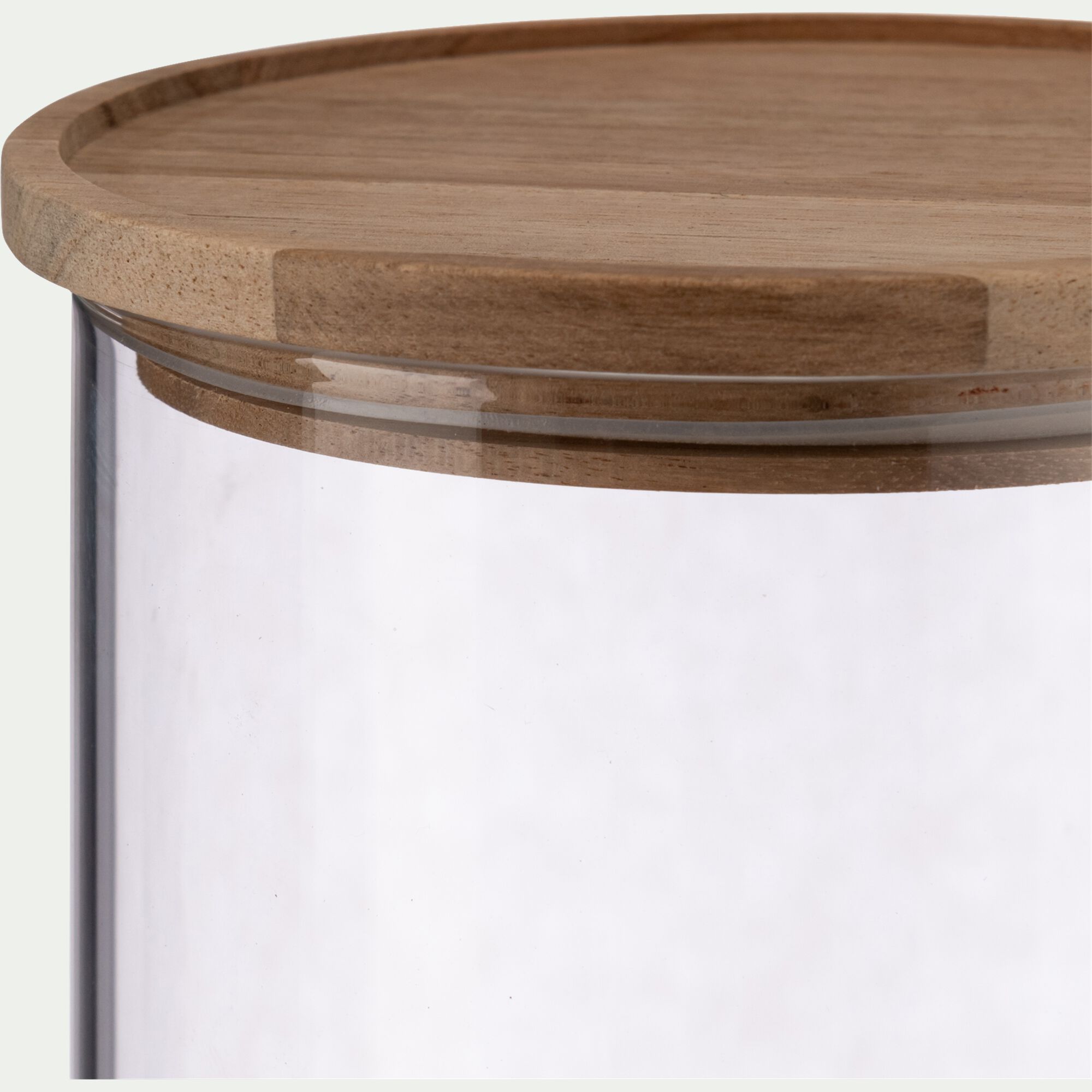 RONDA - Bocal en verre avec couvercle en acacia 2L - transparent