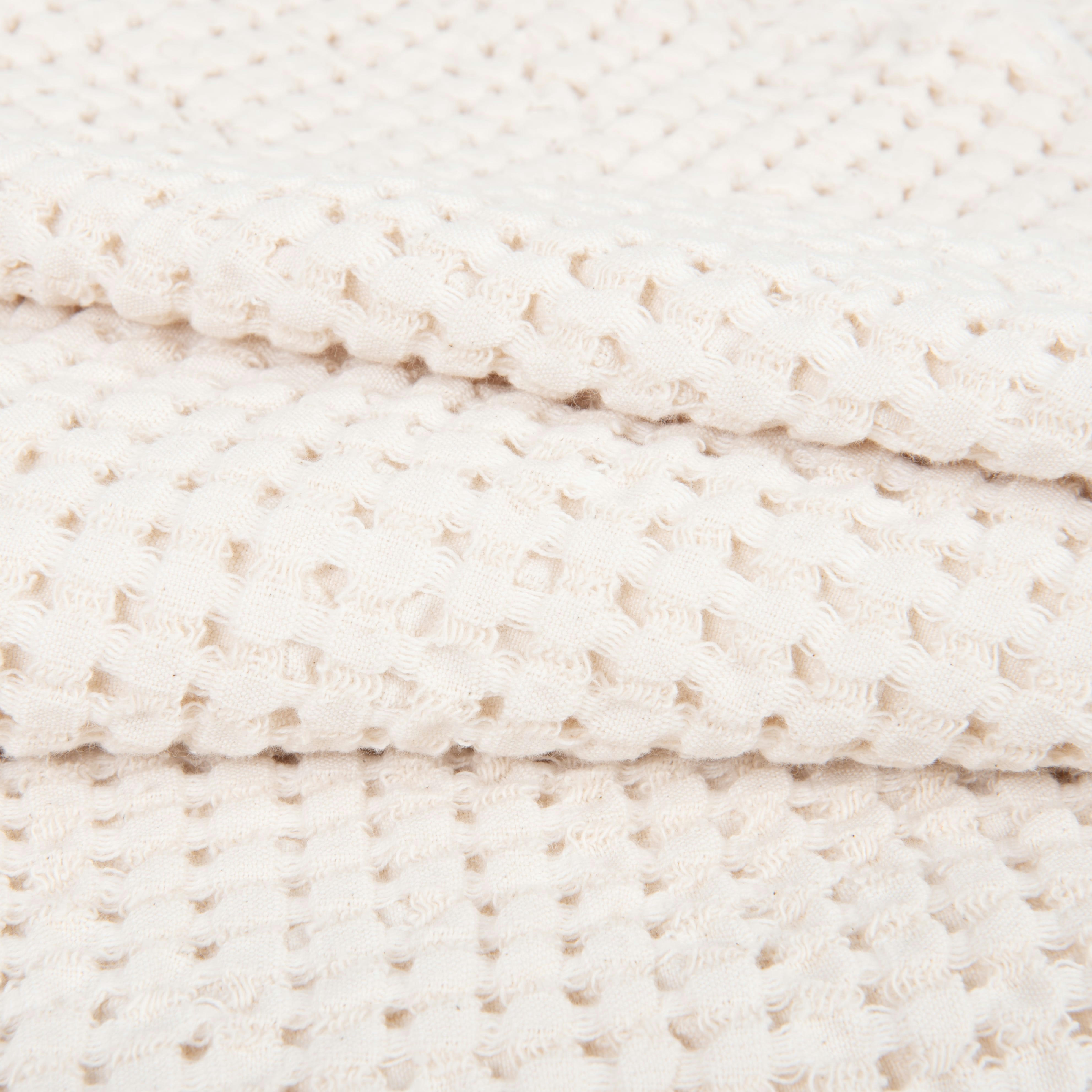 BRON - Plaid en gaze de coton biologique gaufré beige 170x130