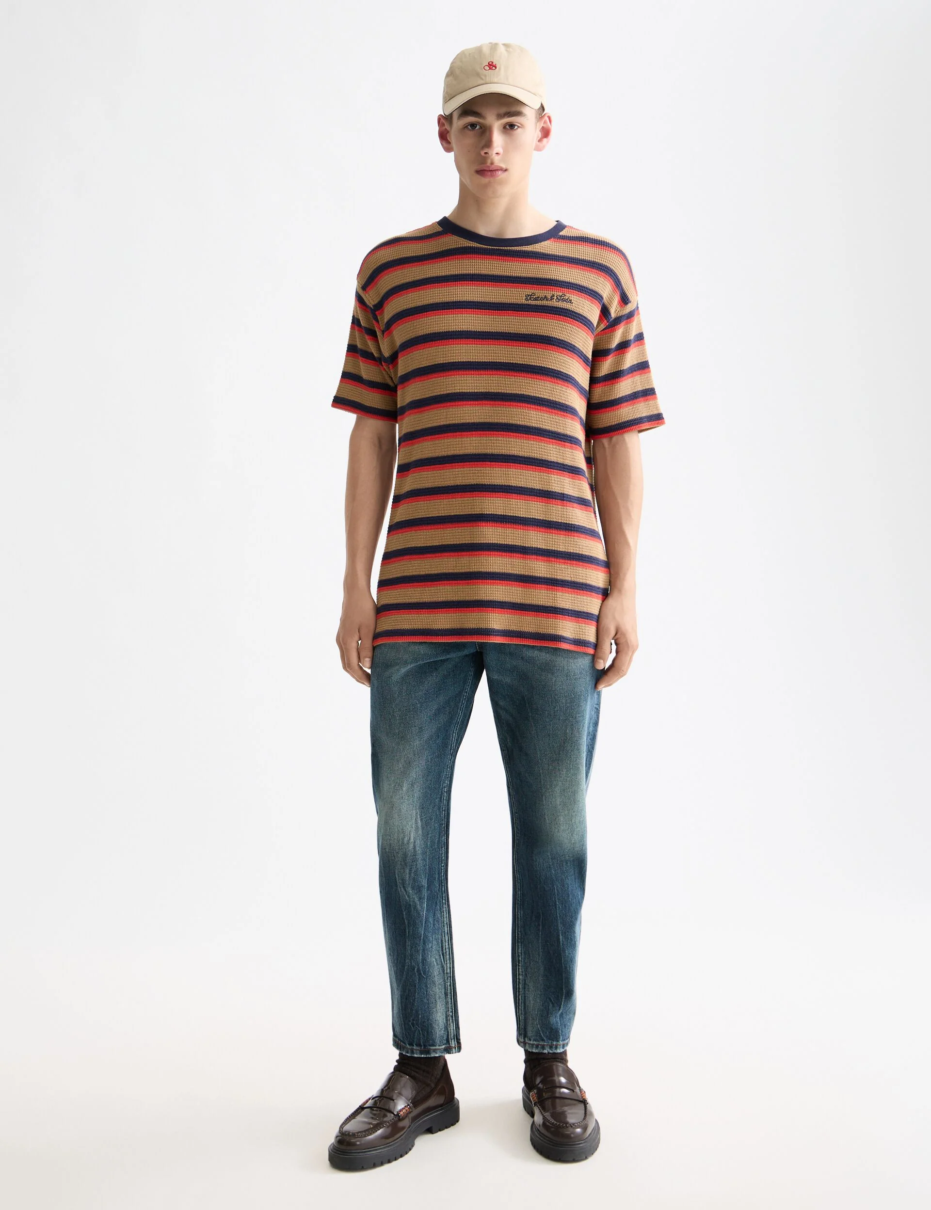 Relaxed Fit Chunky Waffle Stripe T-shirt