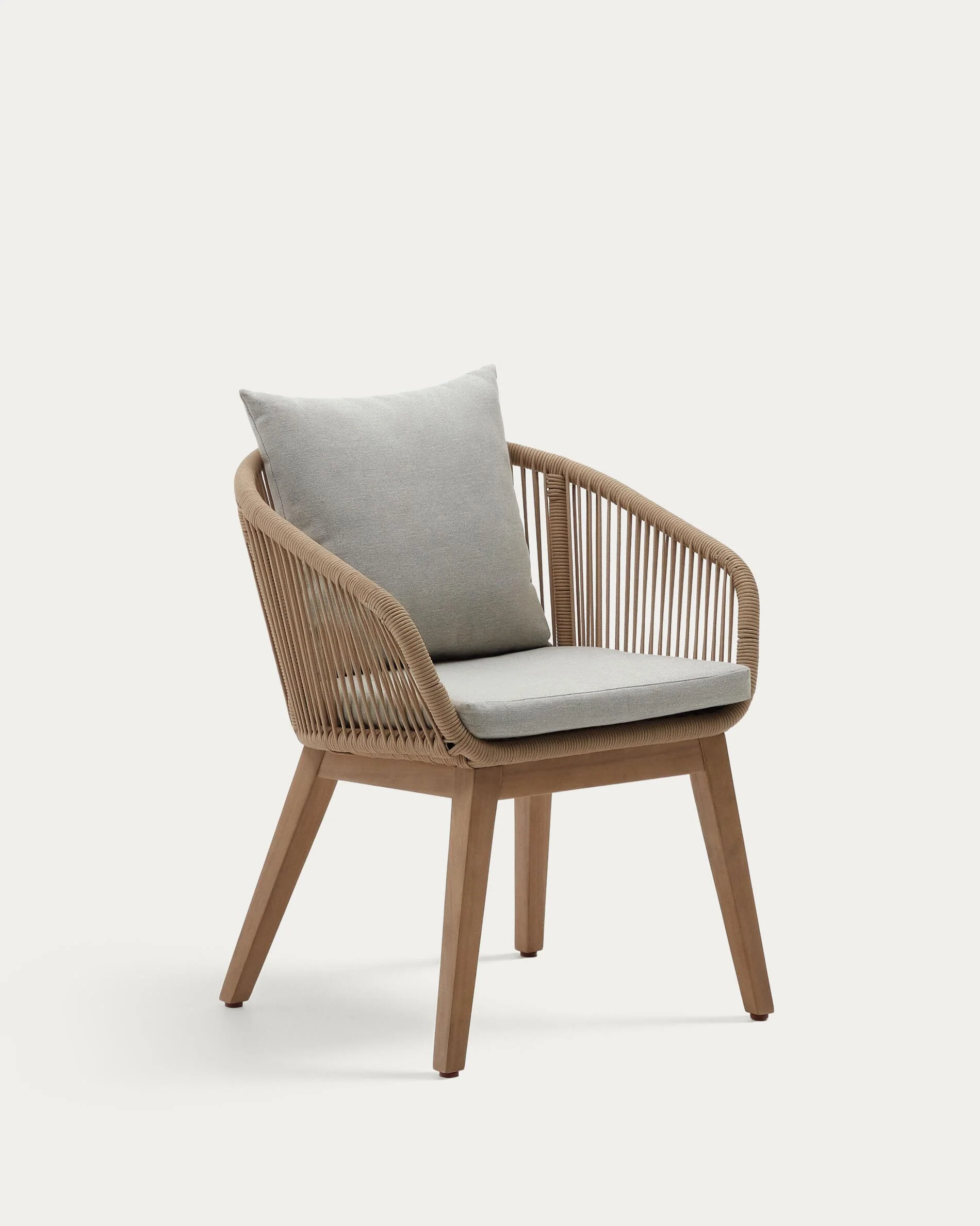 Portalo chair in beige cord with solid acacia wood legs