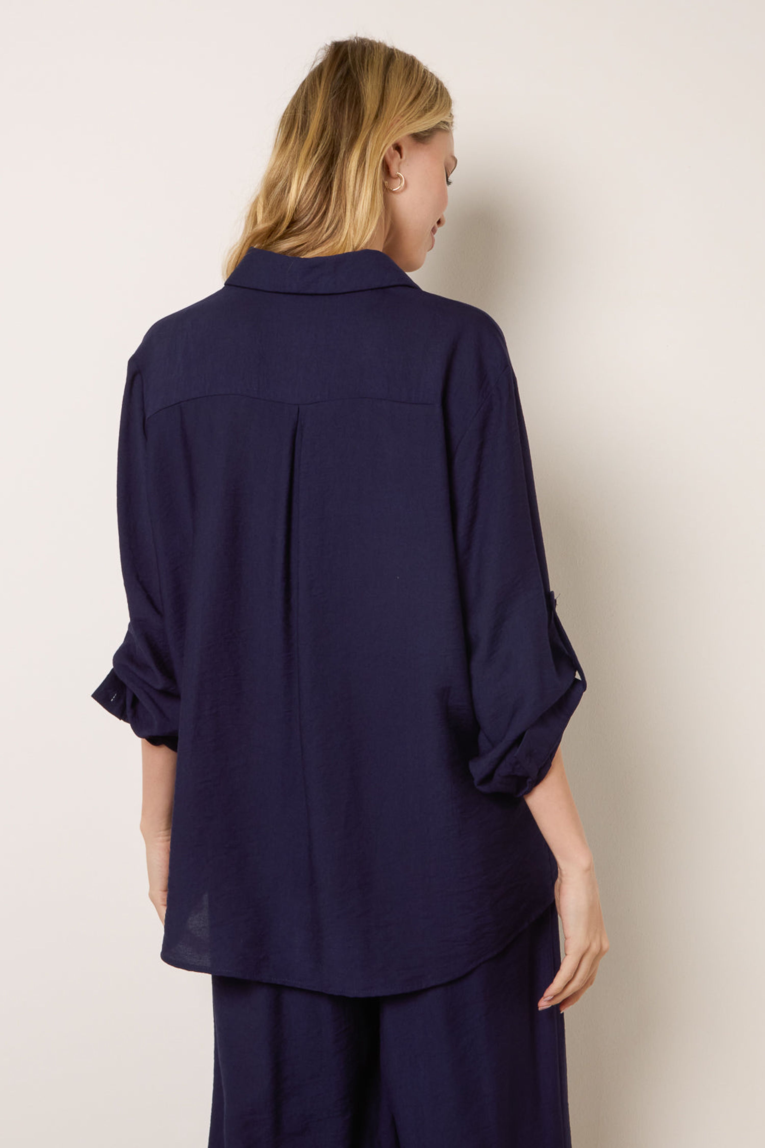 Blue Vanilla Navy Floral Embroidery Shirt
