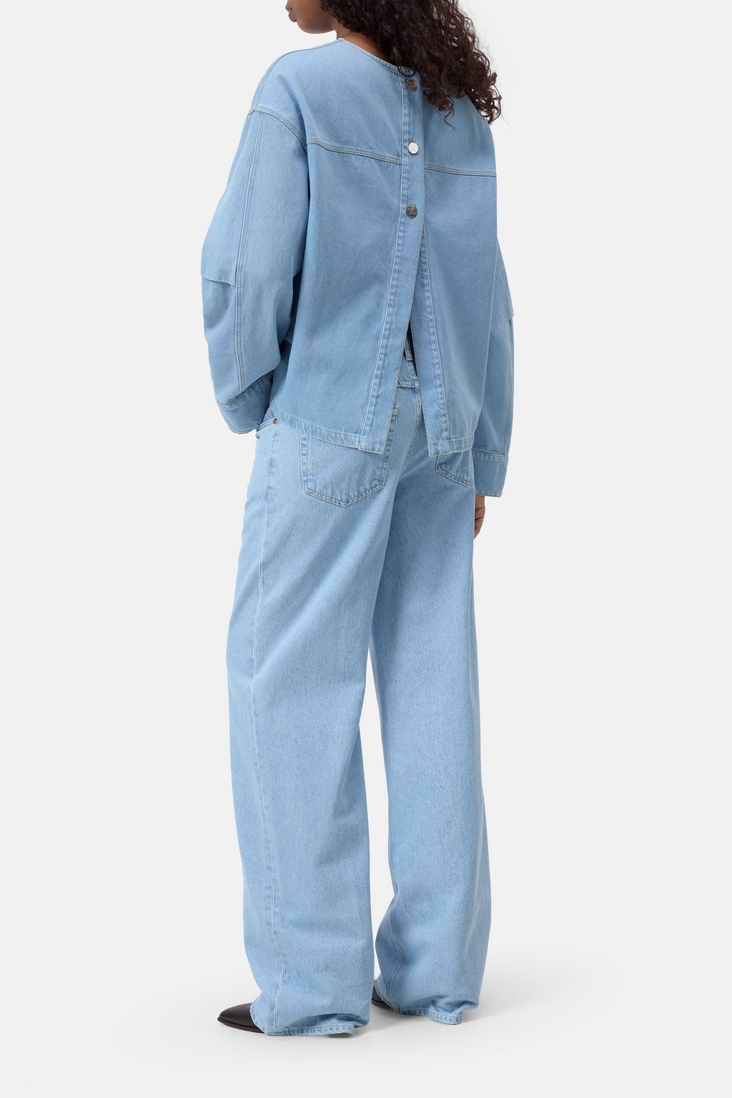 Denim-Bluse mit Rücken-Schlitz