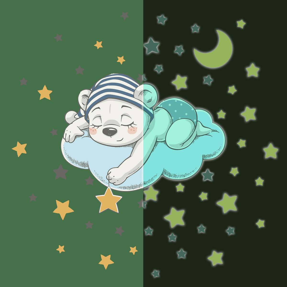 - Stickers mural phosphorescents lumineux ourson 90x105cm