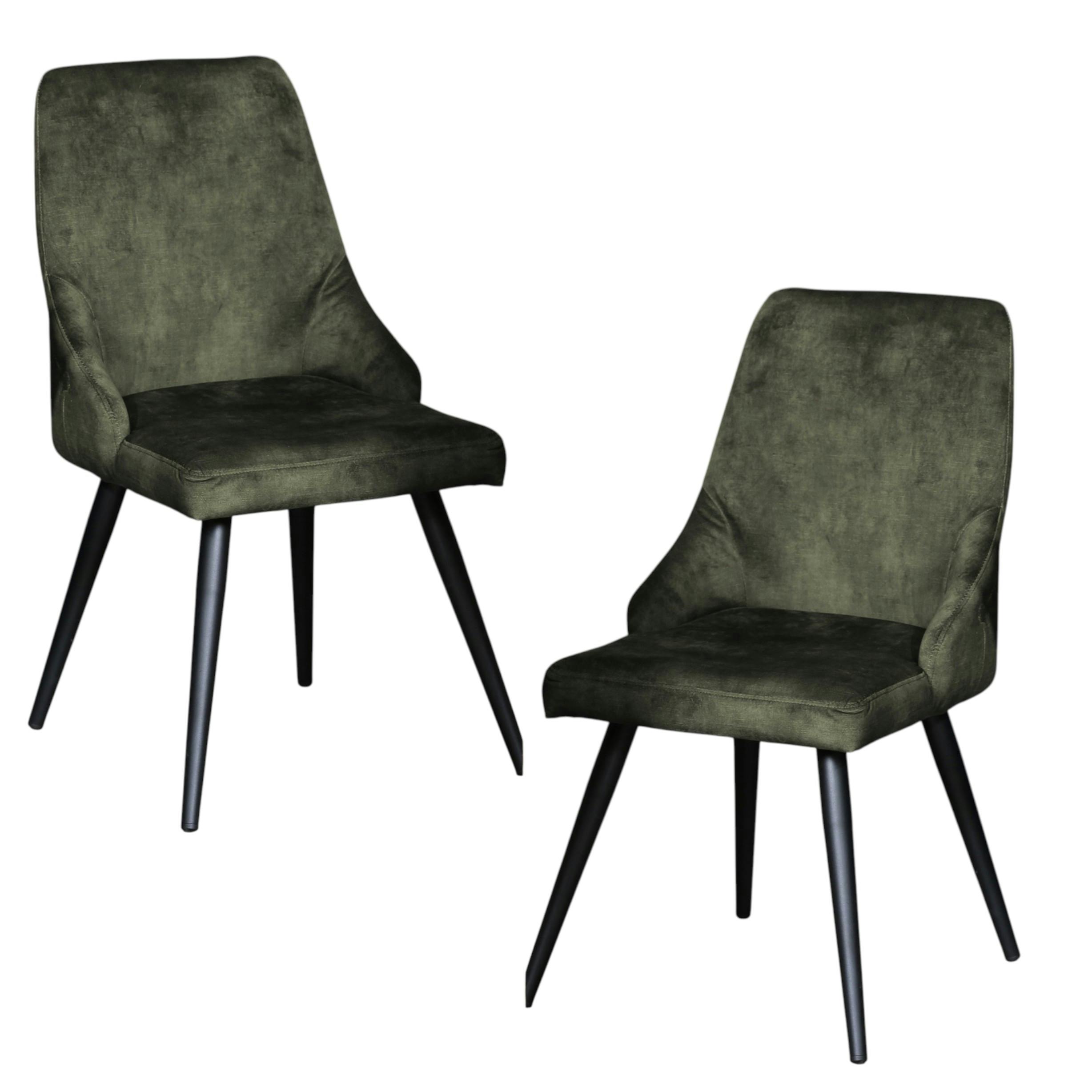 Chaise en velours vert kaki (lot de 2) MALMOE