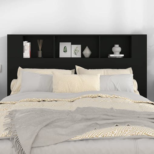 NNEVL Headboard Cabinet Black 160x18.5x104.5 cm