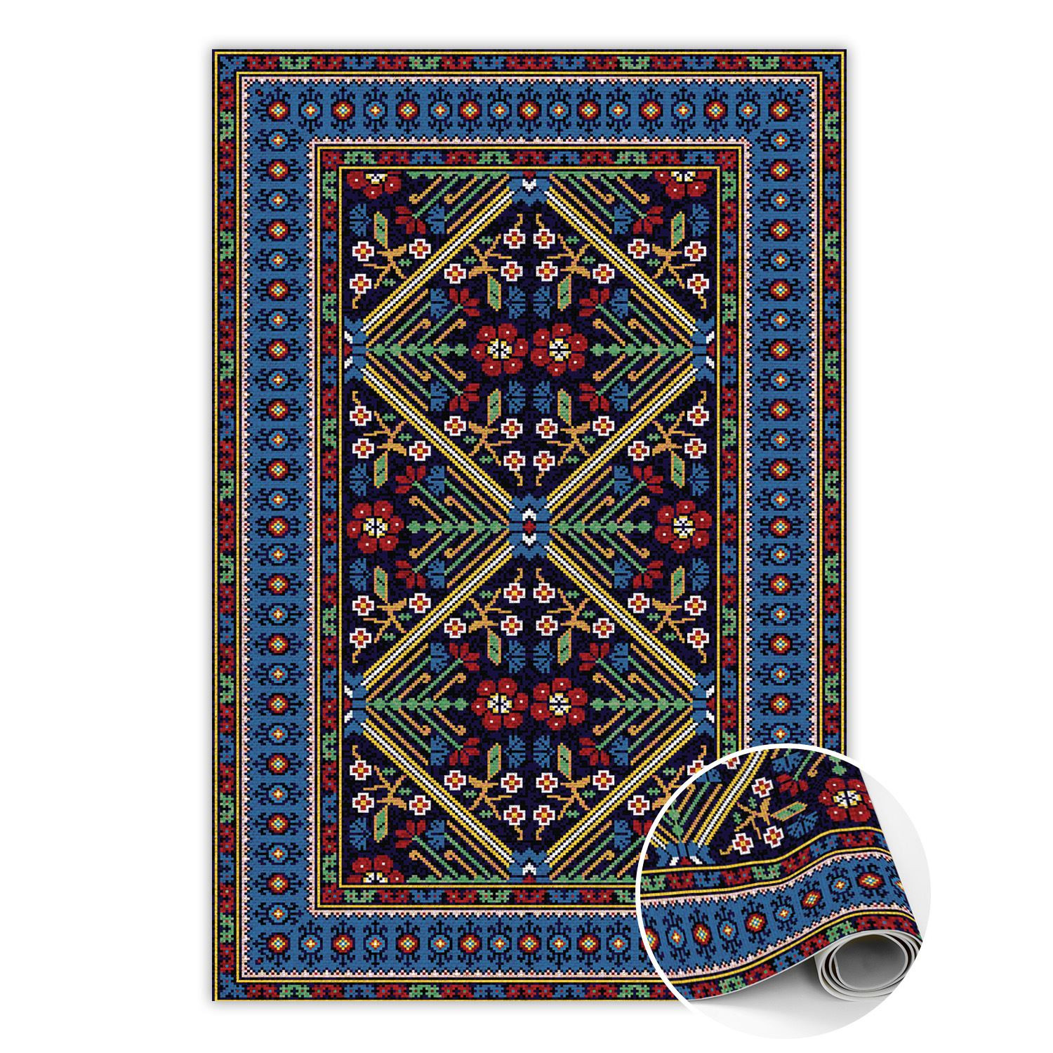 Dywan winylowy Geometryczne kwiaty retro 60 x 90 cm
