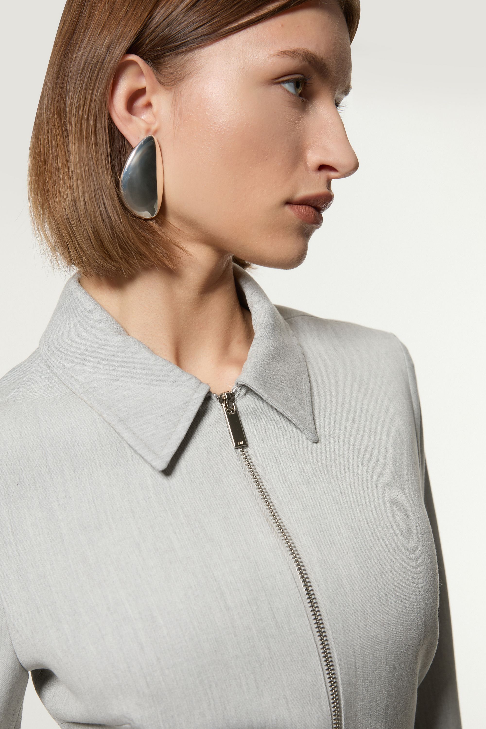 KarenMillen Petite Technical Crepe Tailored Metal Zip Detail High Low Midi Dress