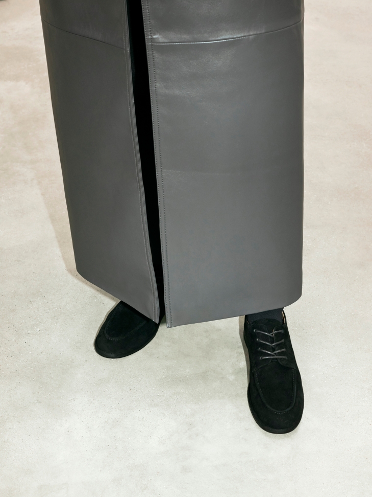 Lace-up black suede shoes