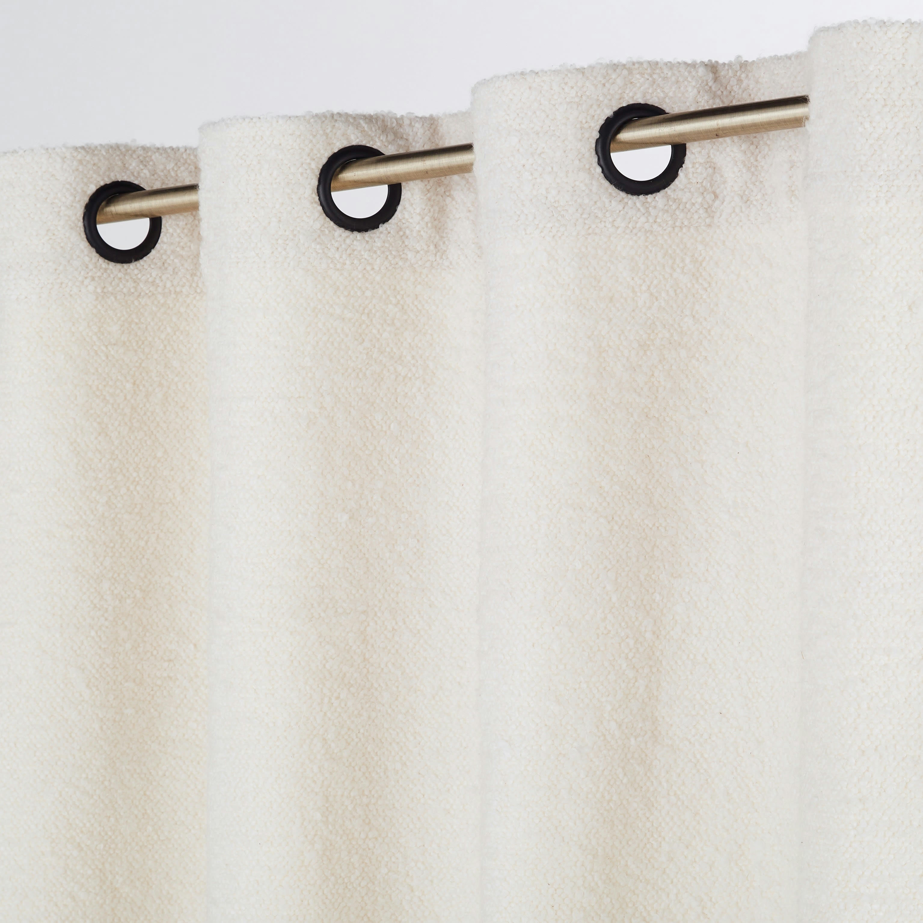ALBANE - Rideau à œillets tissé jacquard bouclé écru à l