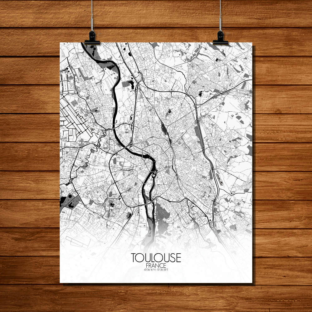 - Affiche Toulouse Carte N&B 40x50