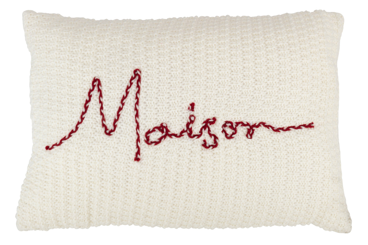 J-Line kussen Maison - polyester/acryl - rood/wit