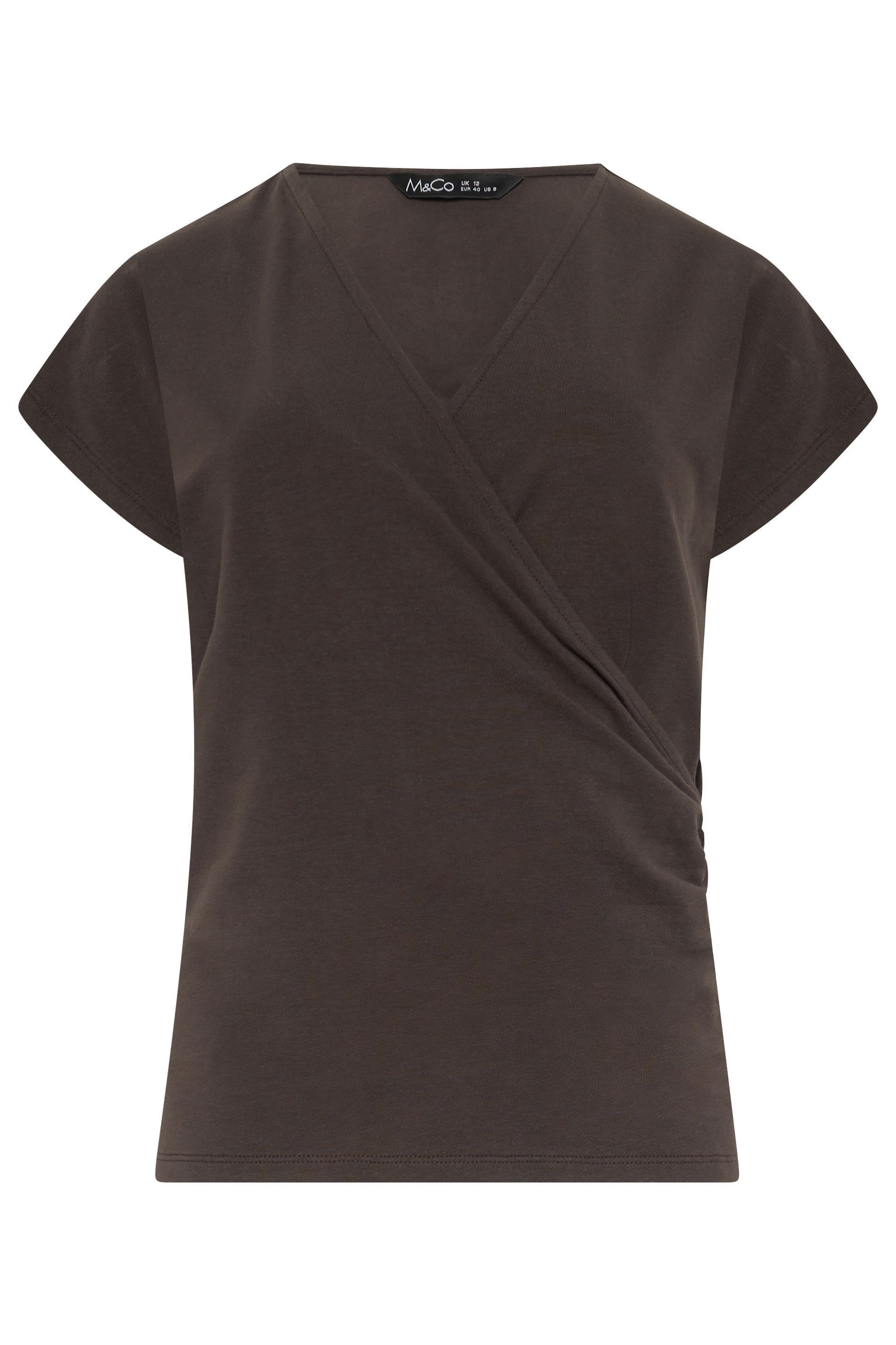 M&Co Grown-On Sleeve Cotton Wrap Top