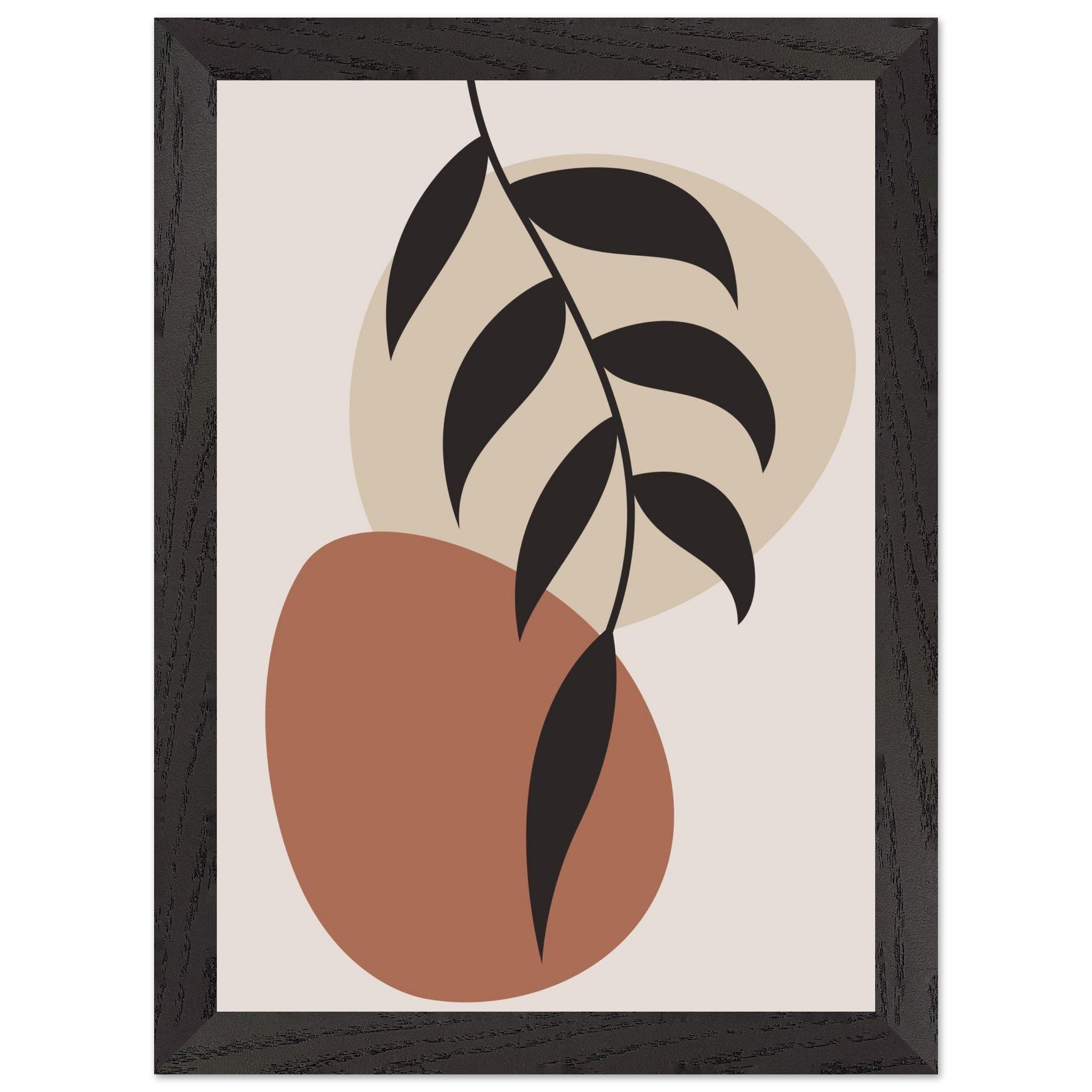 Artfulprints Poster met Lijst Boho - Abstract leaf II  - A4 21x29.7 cm - Terracotta