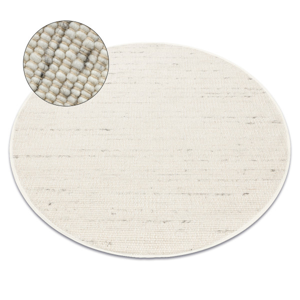 Dywan NEPAL 2100 biały / natural szary - wełniany, koło 100 cm