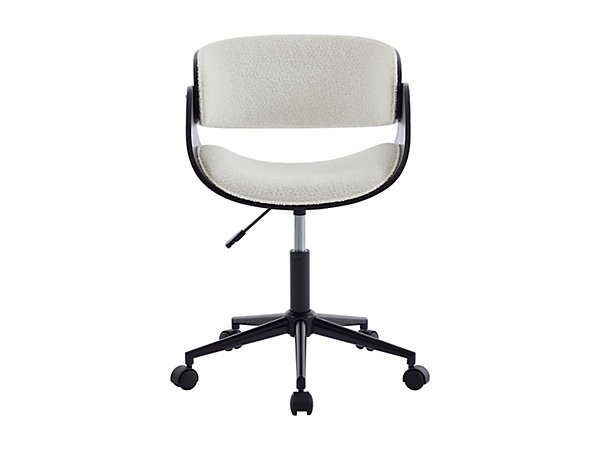 Chaise de bureau - Tissu bouclette et métal - Blanc et noir - Hauteur ajustable - JELSA