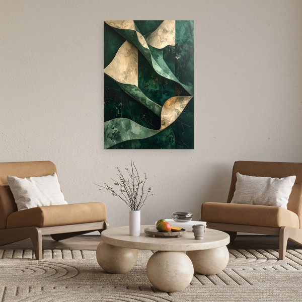 Obraz nowoczesny do salonu sypialni biura, Abstrakcyjne fale zielony 20x30