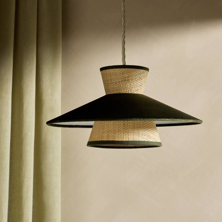 Habitat Mini Otto Green Velvet Easy Fit Lampshade - 35cm