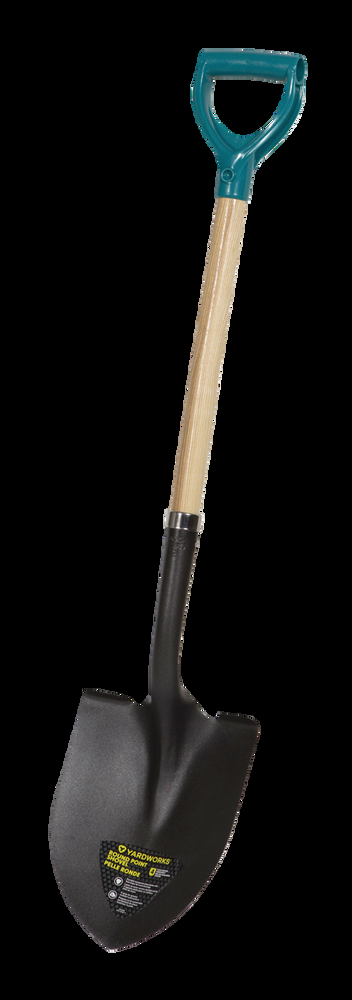 Yardworks Tempered-Steel Round-Point Short-Handle D-Grip Shovel, 40-in Wooden Shaft