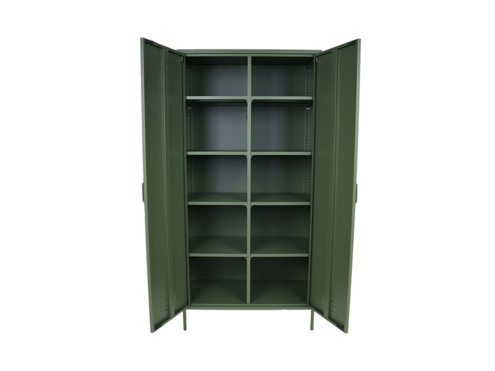 MaximaVida metalen kleding lockerkast Finn 90 x 50 x 185 cm olijfgroen - 8 schappen
