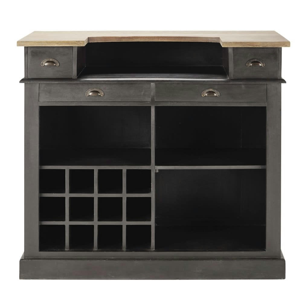 Germain - Meuble de bar 4 tiroirs gris charbon