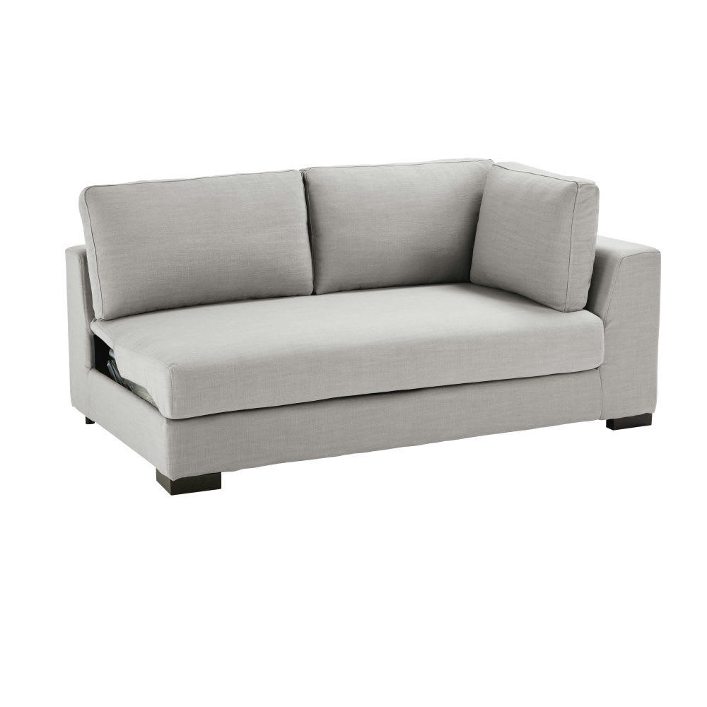 Terence - Accoudoir droit pour canapé modulable 2 places gris clair