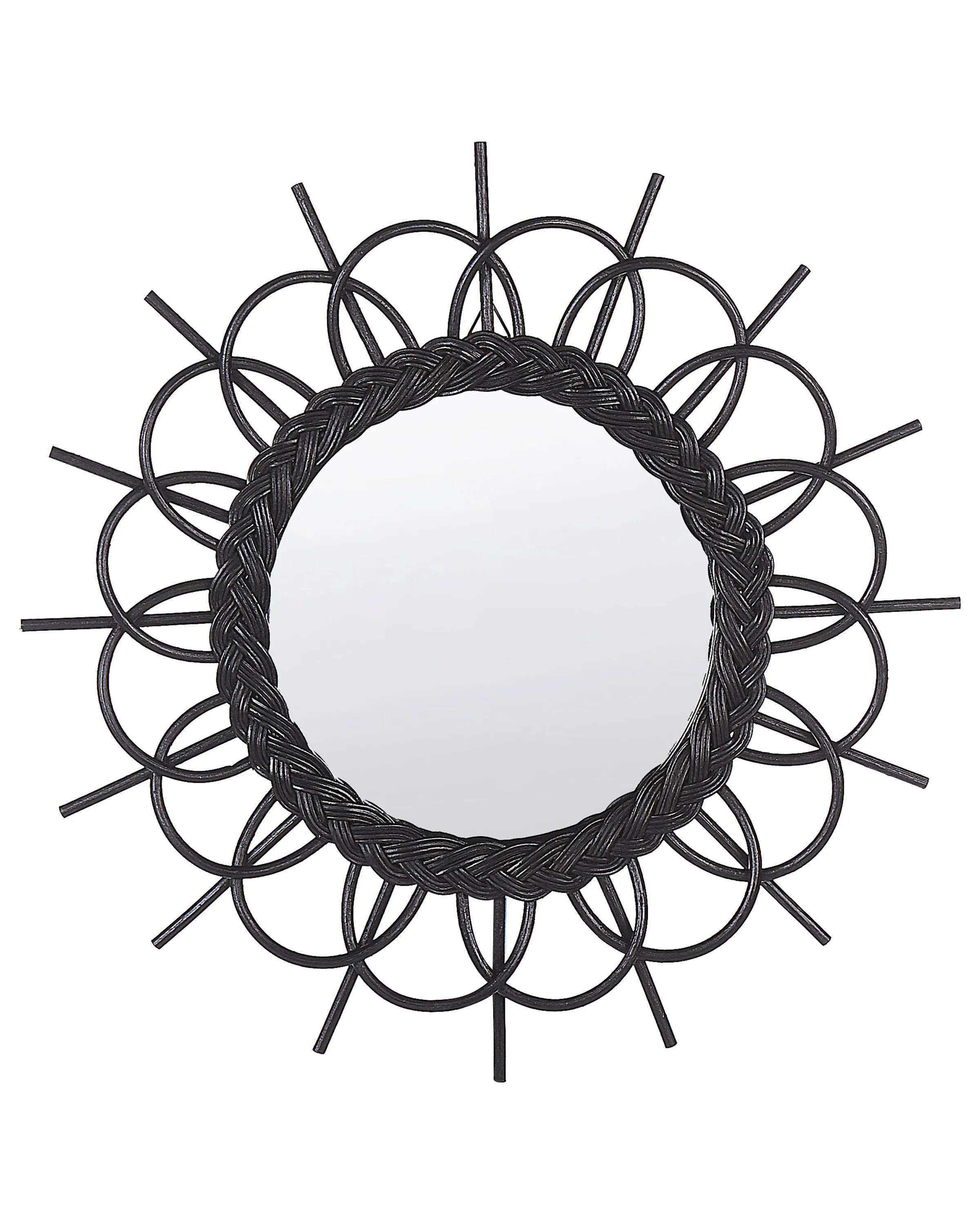 Wall Mirror TELAKIA 60 cm 60 cm Rattan Black