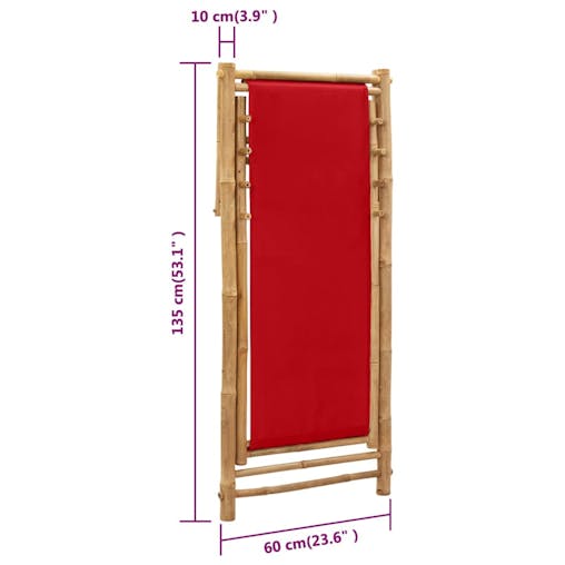 NNEVL Deck Chair Bamboo and Canvas Red