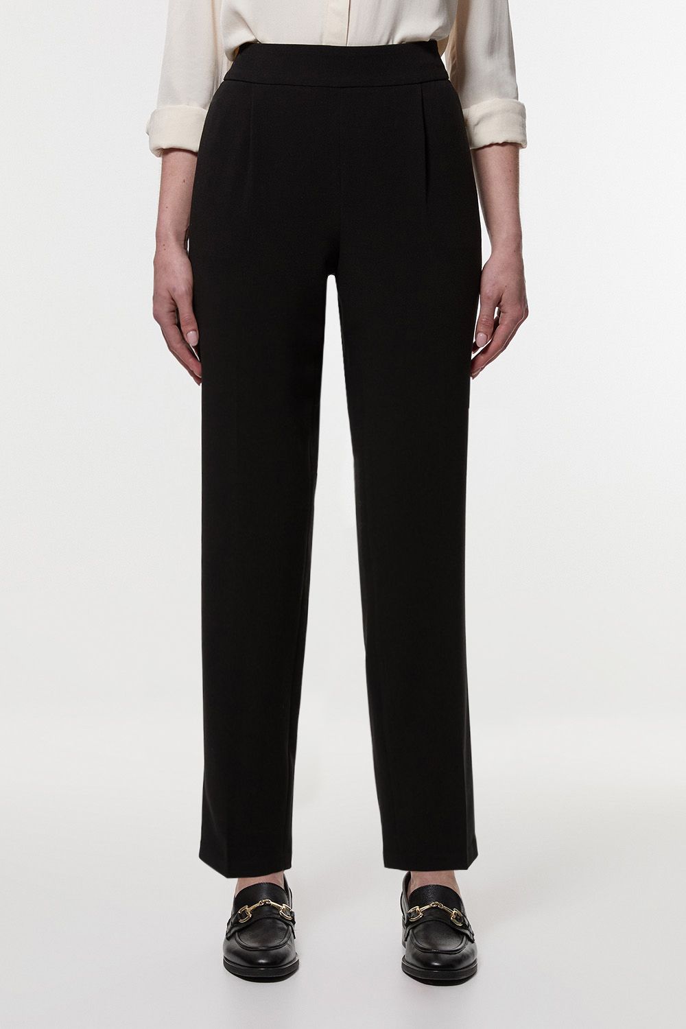 KarenMillen Petite Compact Stretch Essential Tailored High Waist Slim Leg Trouser