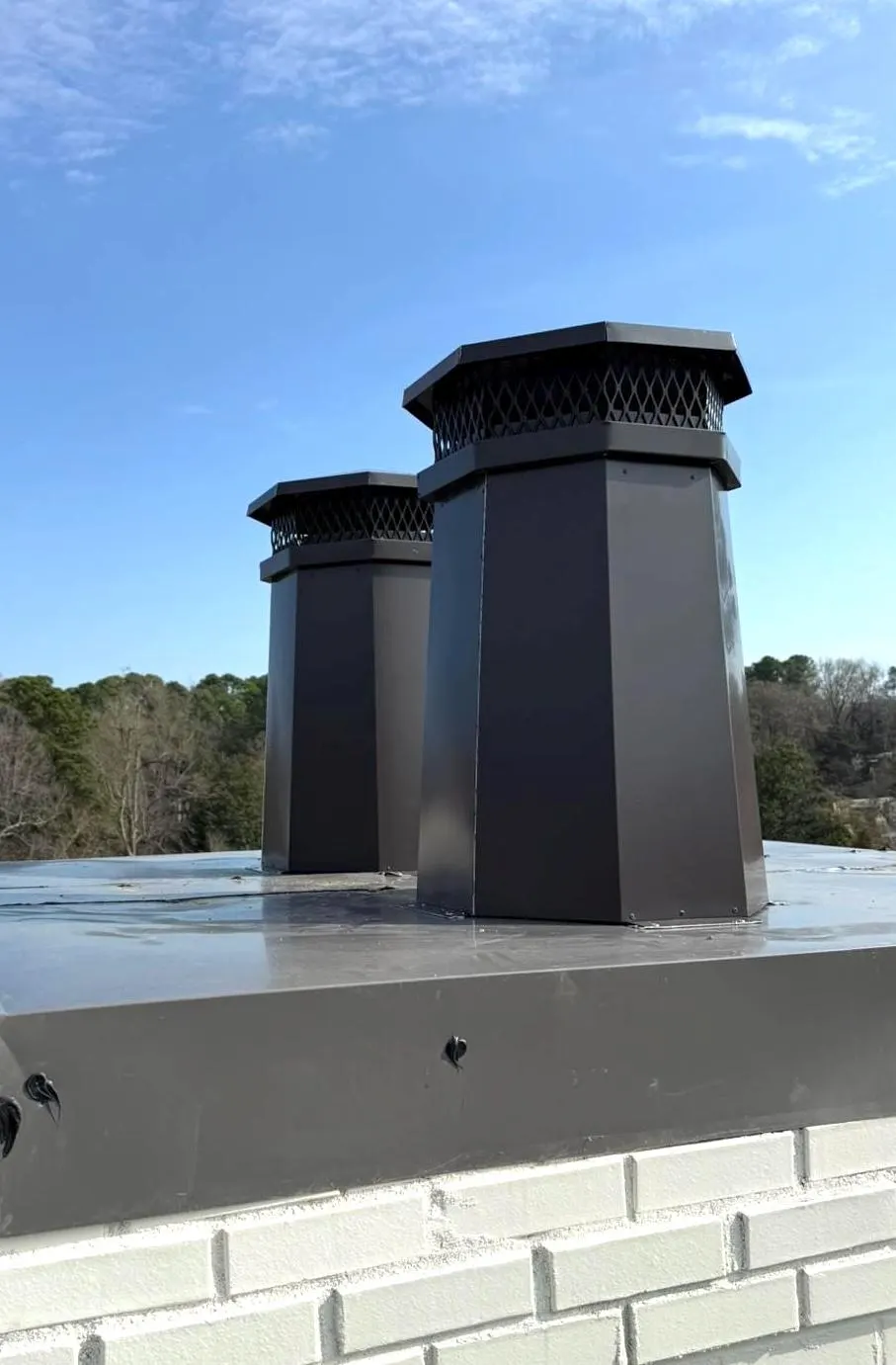 Modern Aluminum Chimney Pot – 34” Architectural Chimney Cap, Black/Bronze/Copper Finishes