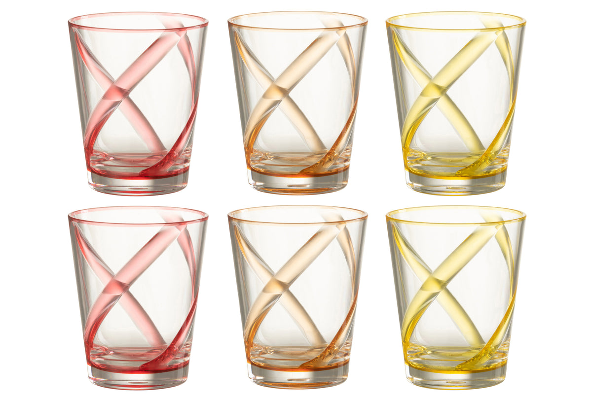 J-Line glas Lijnen - kunststof - mix - 3 dozen van 6 stuks