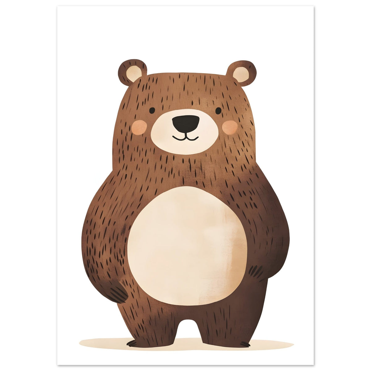 Artfulprints Poster Bruine beer staand  - 50x70 cm - Bruin