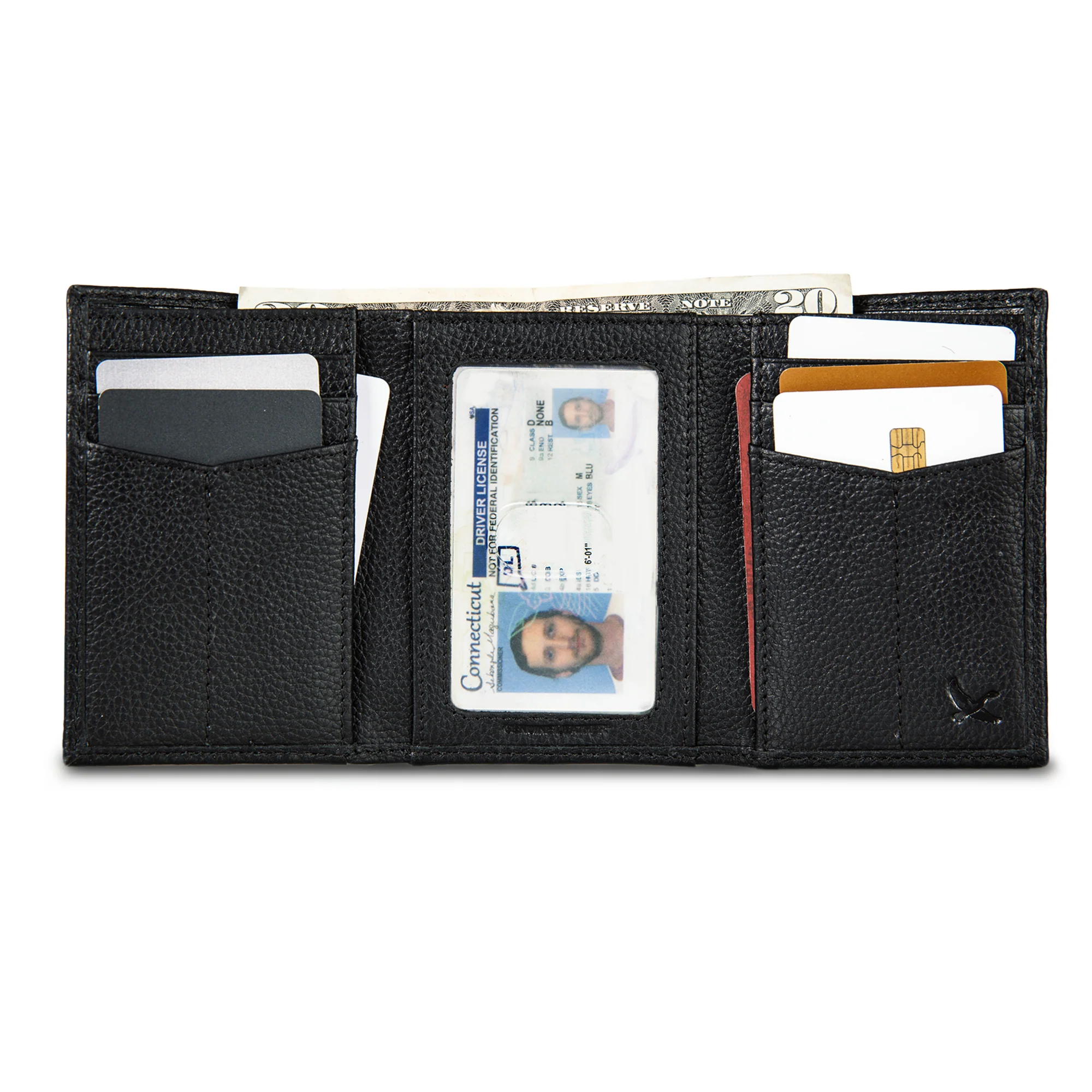 EB Signature Logo Leather Trifold Wallet