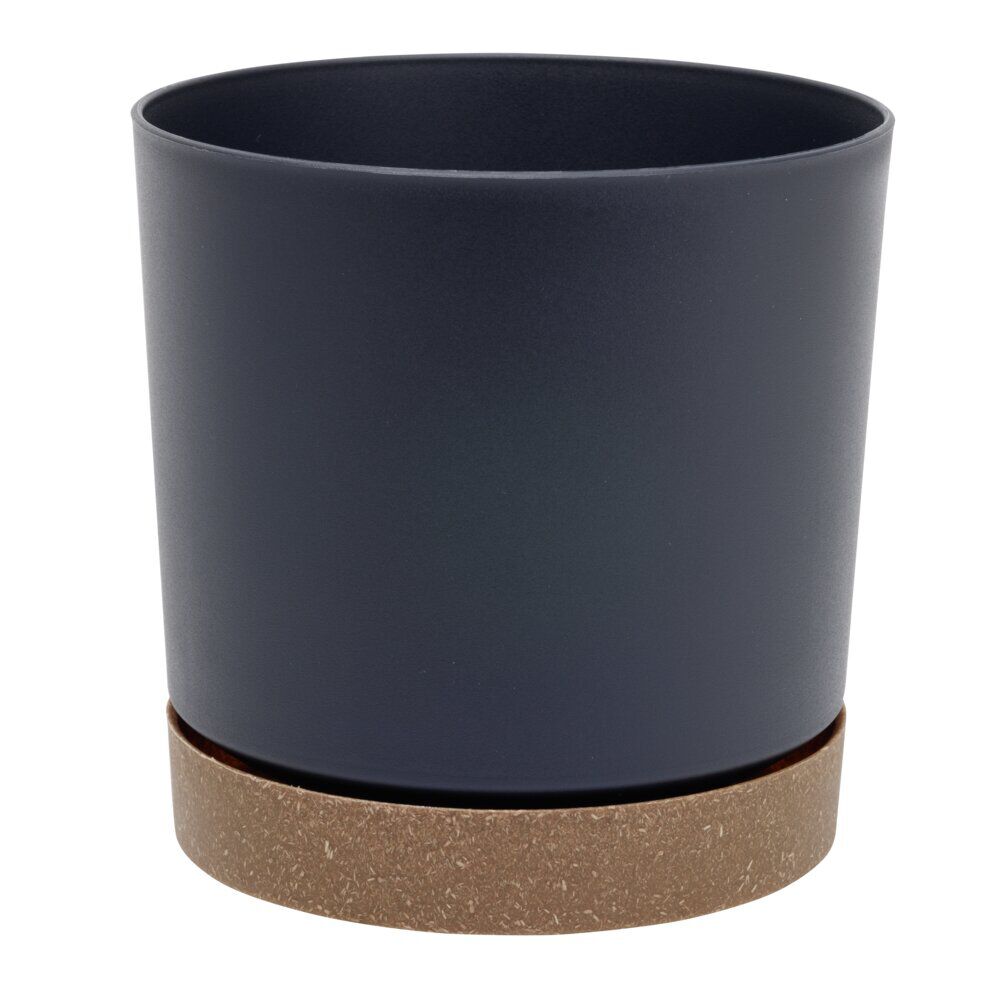 Pot tubo plastique gris anthracite et marron Ø13xH13cm