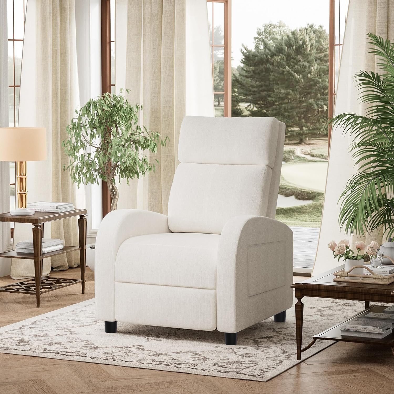 Homall Recliner Chair, Recliner Sofa for Adults, Recliners Home Theater Seating with Lumbar Support, Reclining Sofa Chair for Living Room (Fabric, Beige)