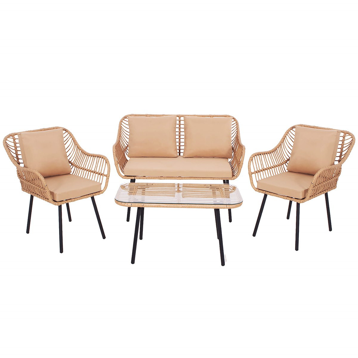 Meble ogrodowe technorattanowe komplet sofa, fotele i stolik