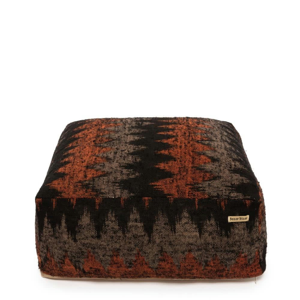 OH MY GEE - Pouf en coton noir orange
