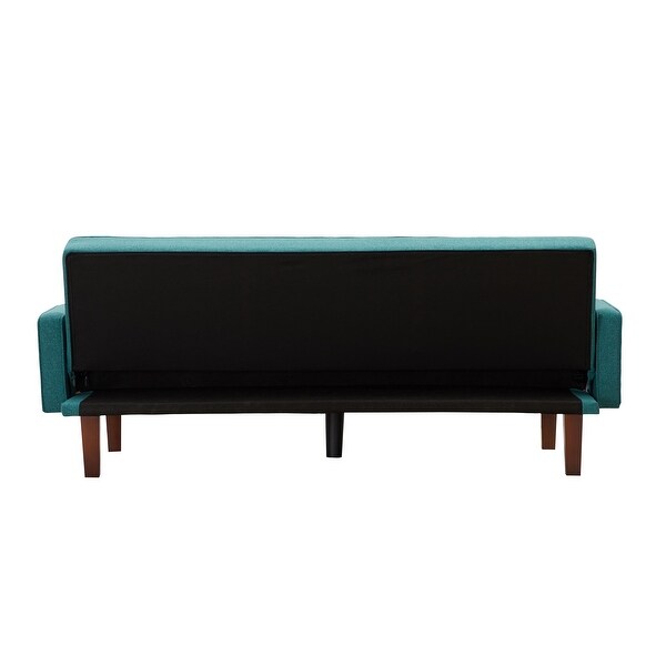 Adjustable Eucalyptus Tufted Sofa Bed Sleeper with Manual Recline, Backrest Pull Buckle and Cushion Pull Point, Green