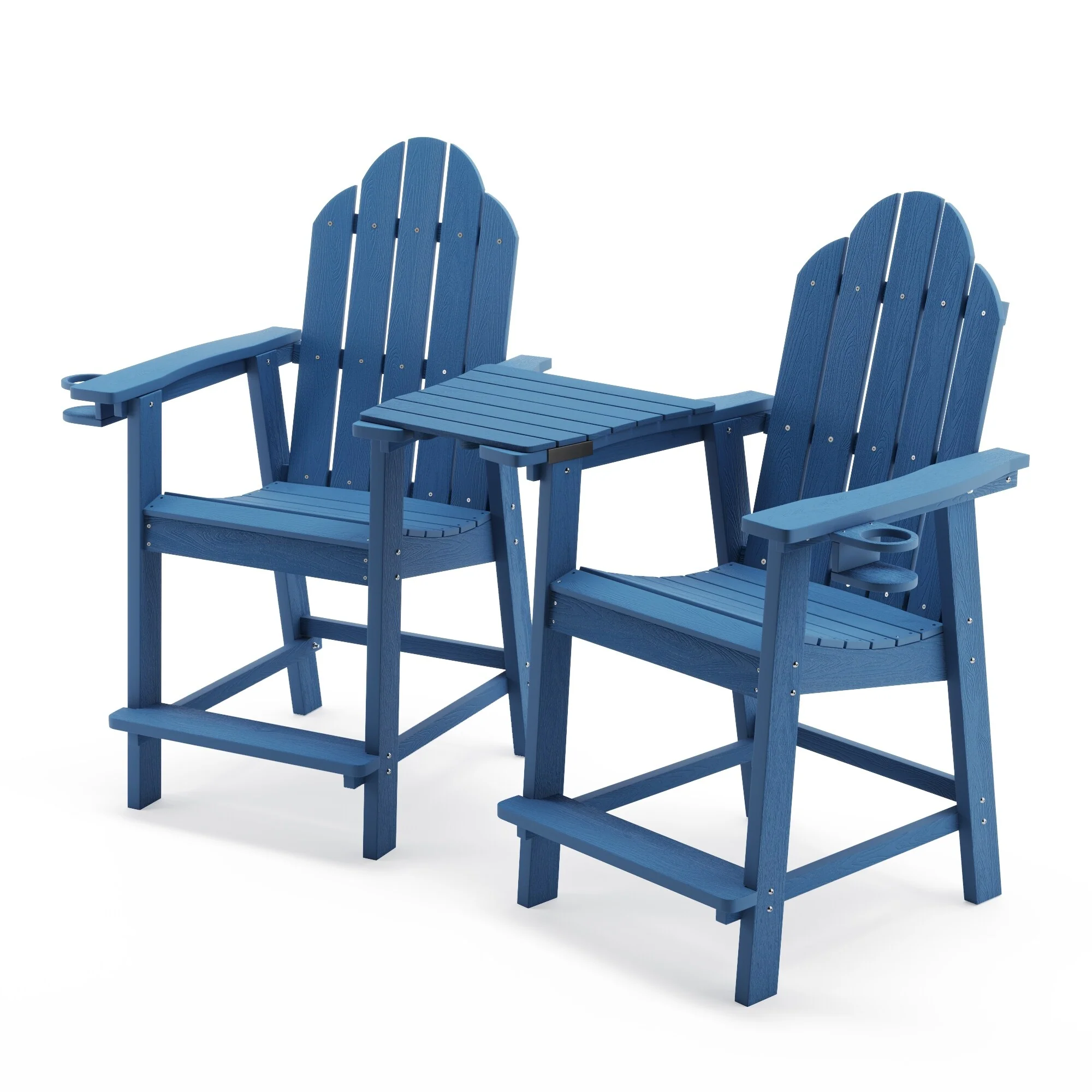 Tall Adirondack Chairs Set of 2 with handrails and connecting plates - 28.3L x 22.6W x 48.8H
