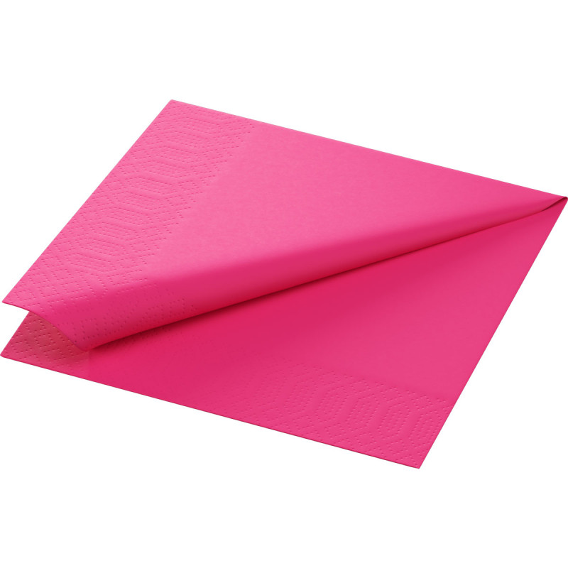 Serviette en tissu Bio 3 plis fuchsia 33 x 33 cm 20 pièces DUNI