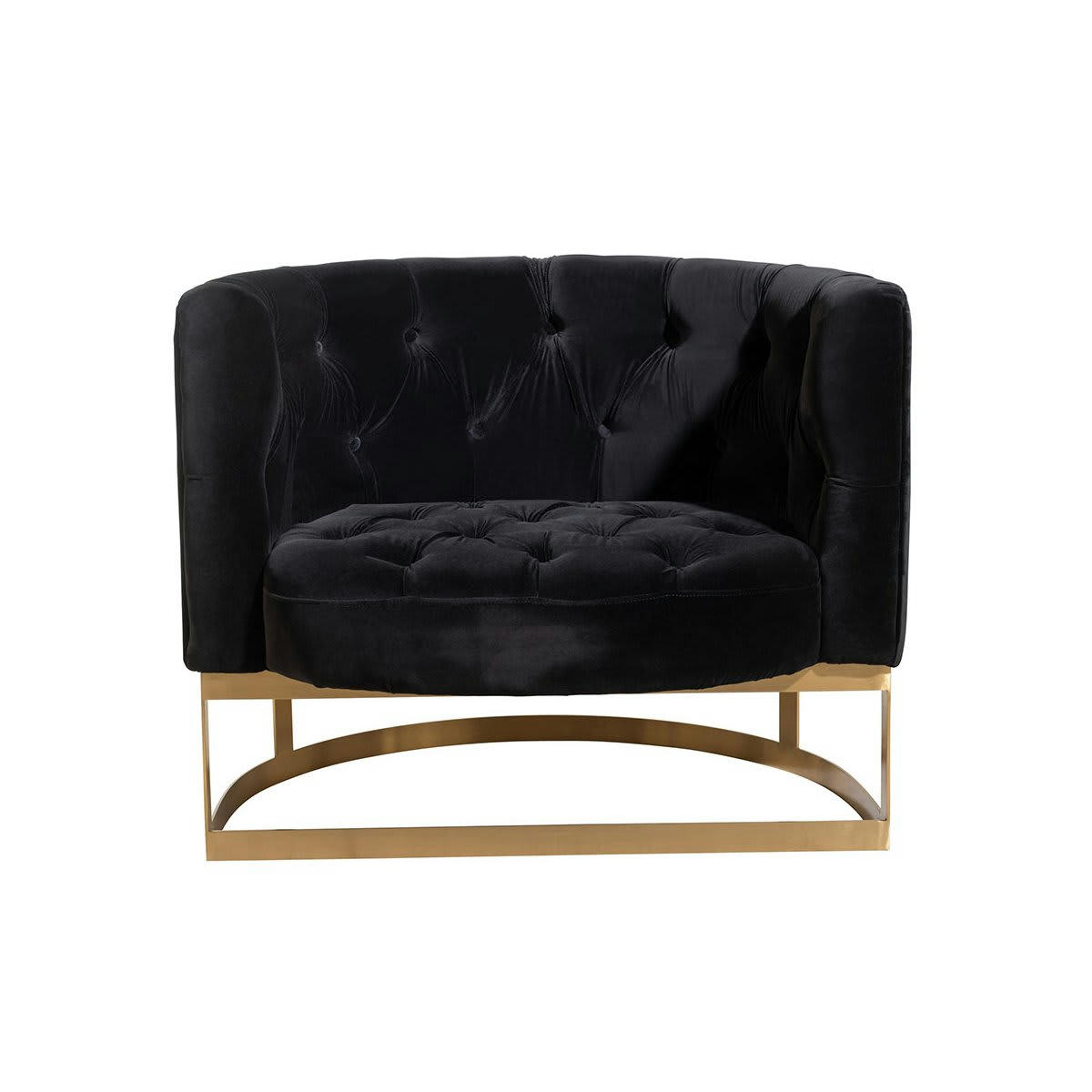 AZILA - Fauteuil art déco en velours noir