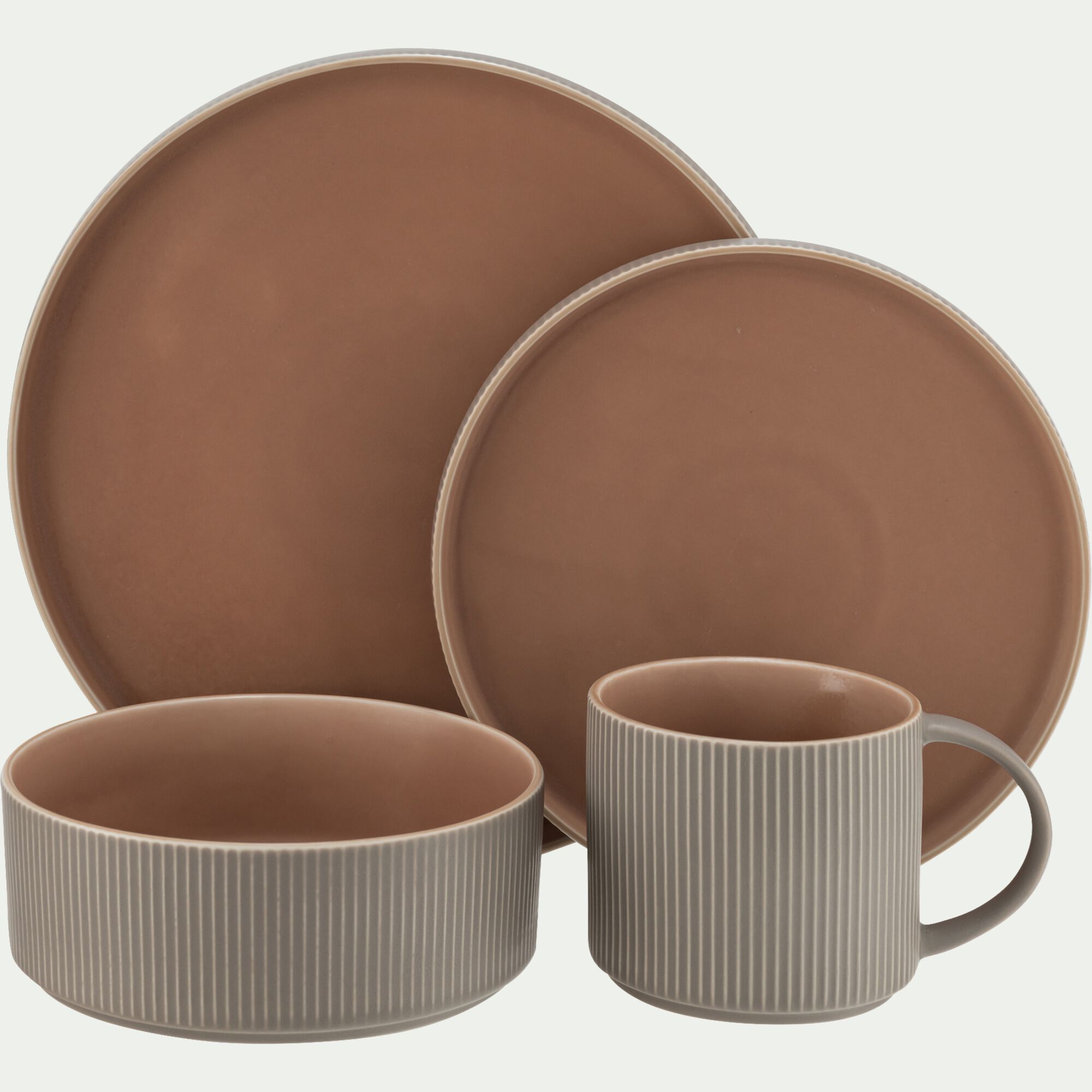 SIENNA - Assiette plate en grès D27,2cm - brun café