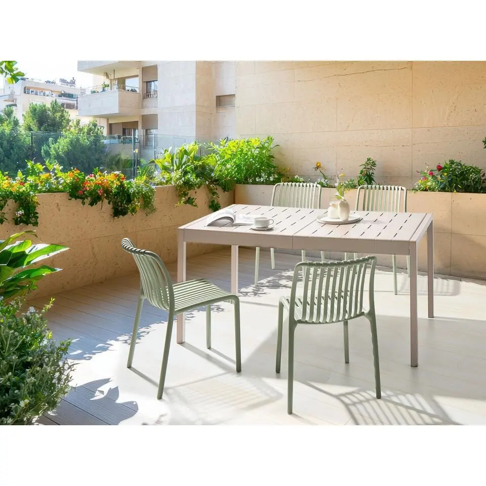 BARTICA - Tuintafel - Beige - 154 x 84 cm - Synthetisch materiaal