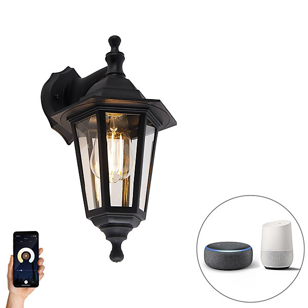 Applique murale extérieure intelligente noire IP44 avec Wifi ST64 - New Haven