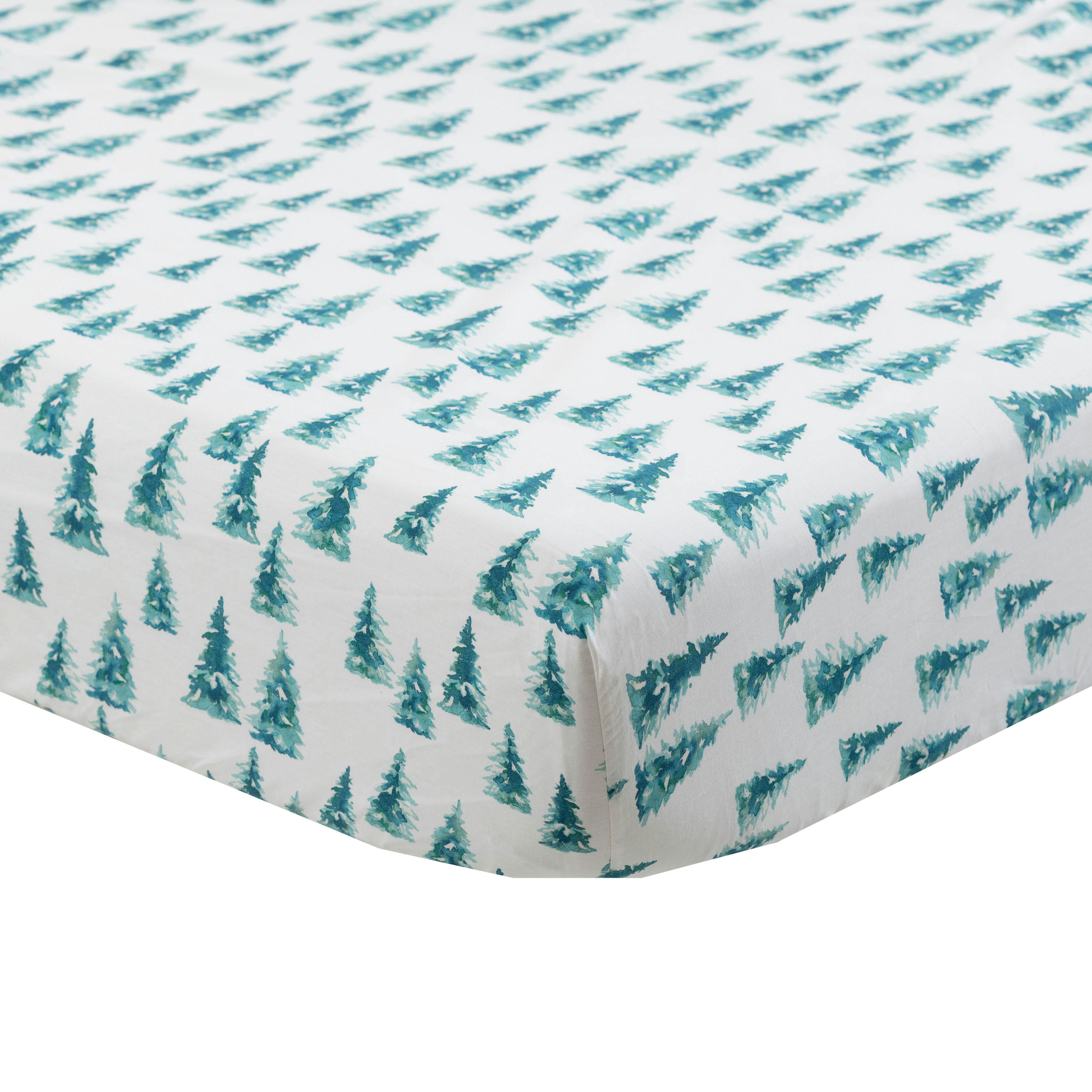 BOREALES - Drap housse pur coton biologique Boréales imprimé vert 90 x 200 cm