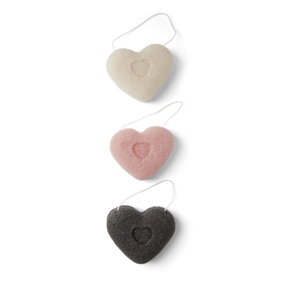 Lot de 3 éponges konjac coeur - 3 modèles